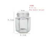 180ml/6oz Hex Glass Jar with Metal Lids 100-Pack - Image 2