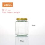 280ml/10oz Hex Glass Jar with Metal Lids 100-Pack - Image 2