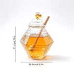 Diamond Honeycomb Glass Honey Pot - Image 2